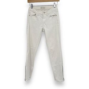 Madewell White Mid-rise Skinny Jeans With Ankle Zip Womens Sz. 25